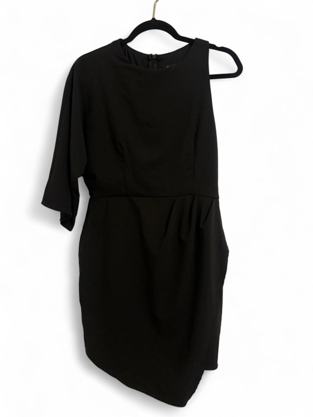 Lulus One-Shoulder Black Cocktail Dress Asymmetrical Sleeve Evening Party Mini M